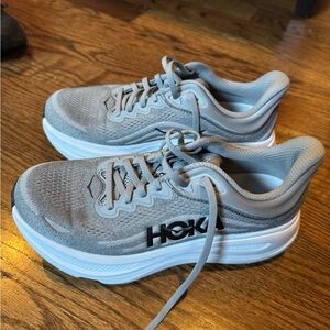 Hoka Light Gray Athletic Shoes—like new